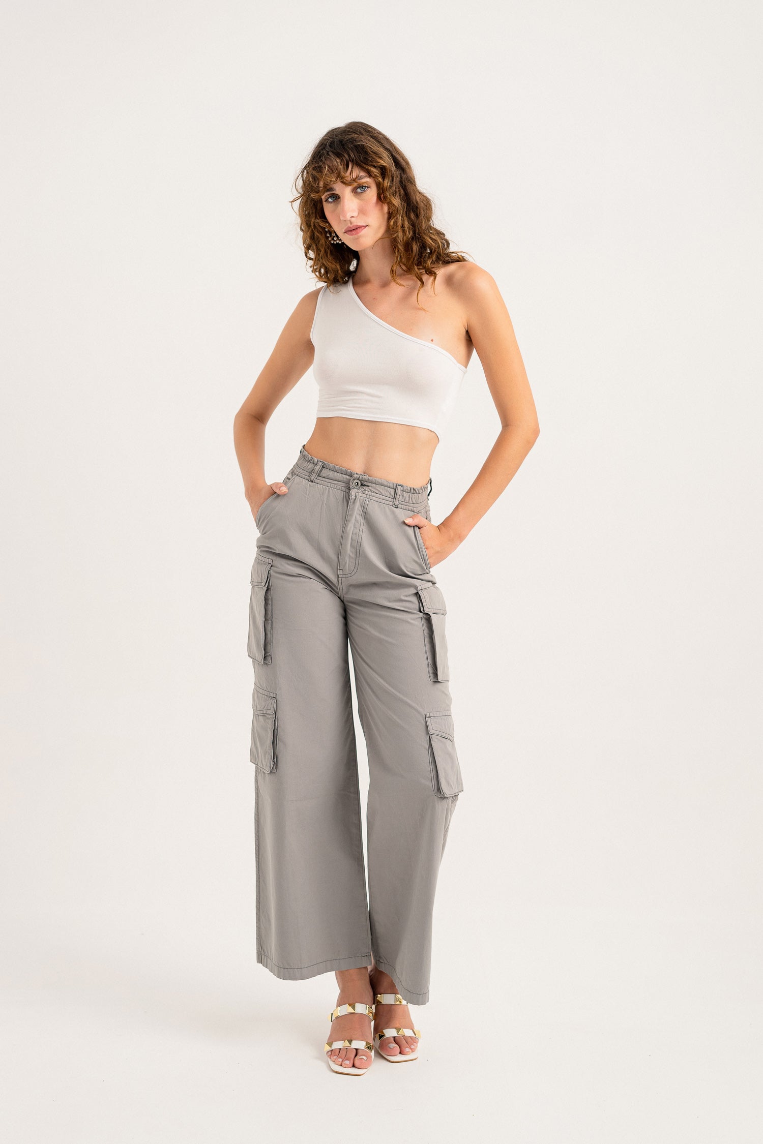 Multi-Pocket Grey Pants