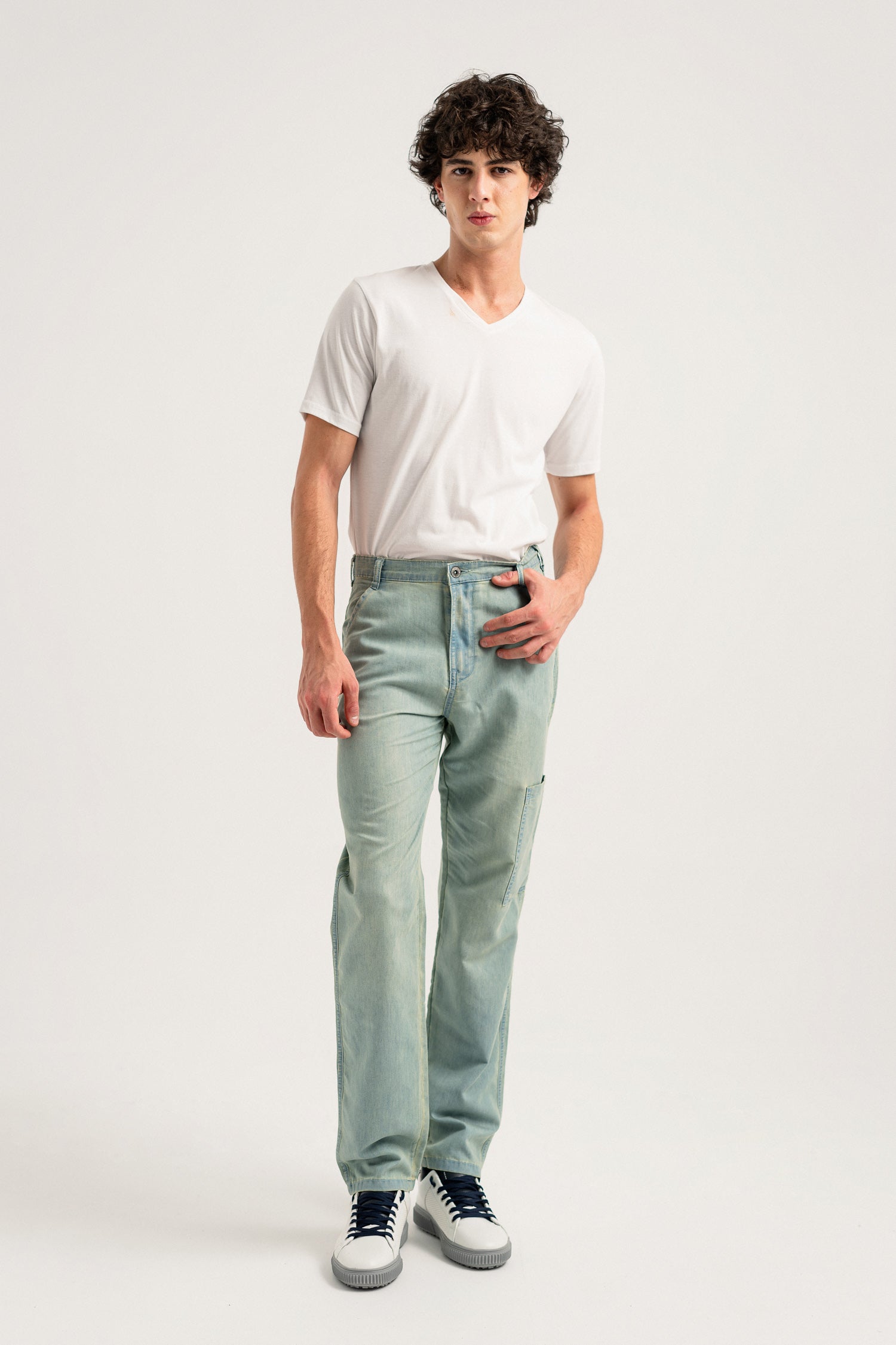 Mid Blue Regular Fit Trousers