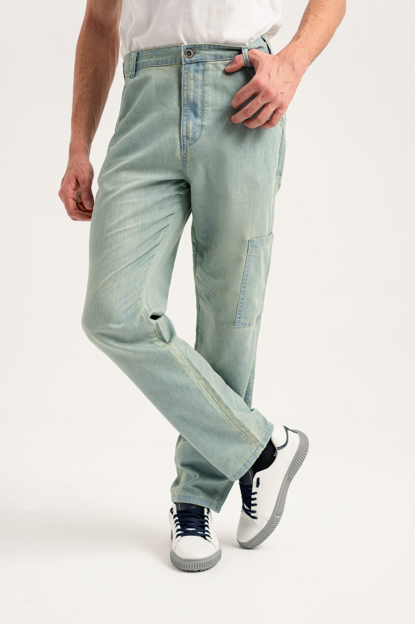 Mid Blue Regular Fit Trousers - Hustle N Holla