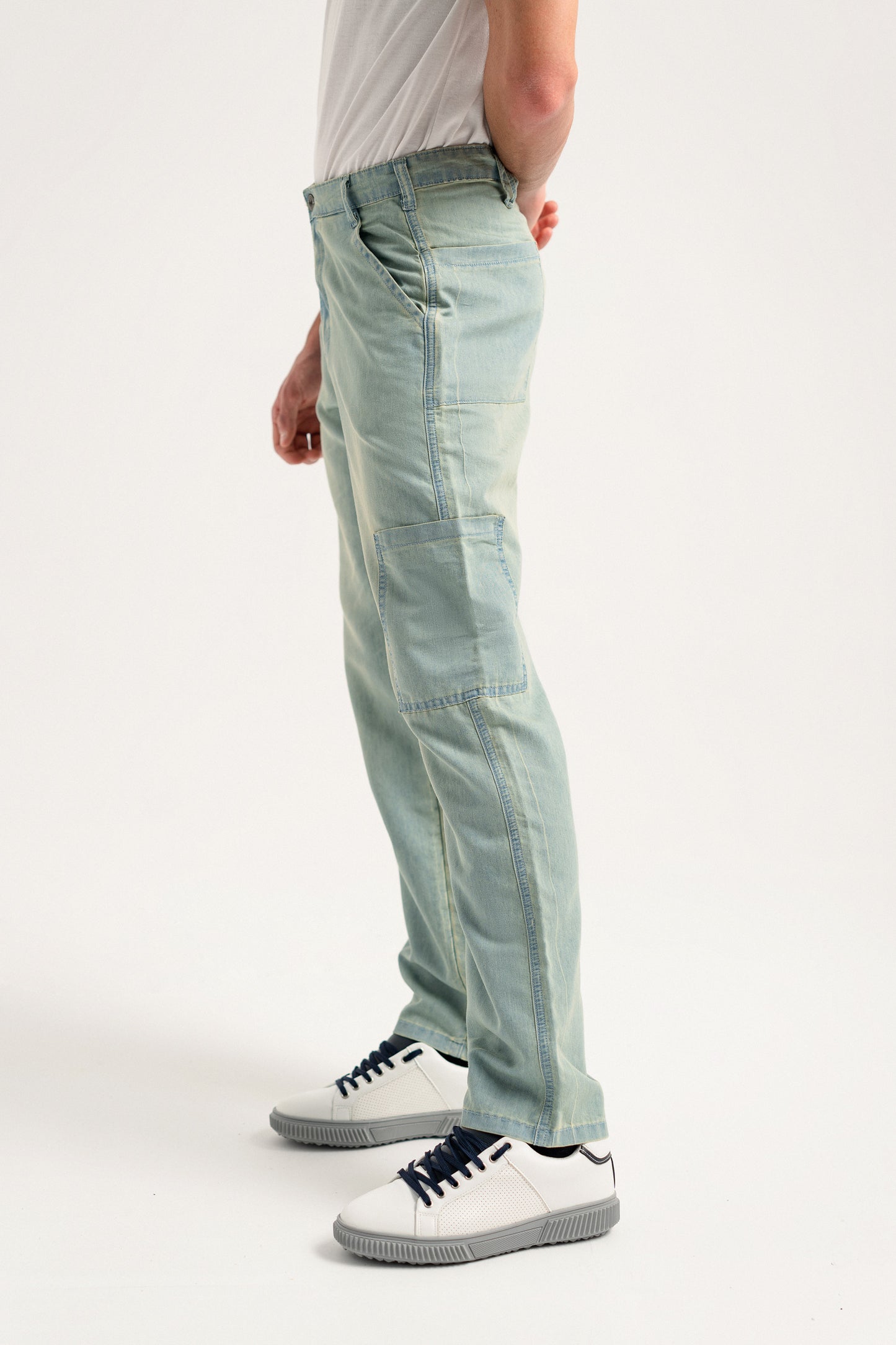 Mid Blue Regular Fit Trousers - Hustle N Holla