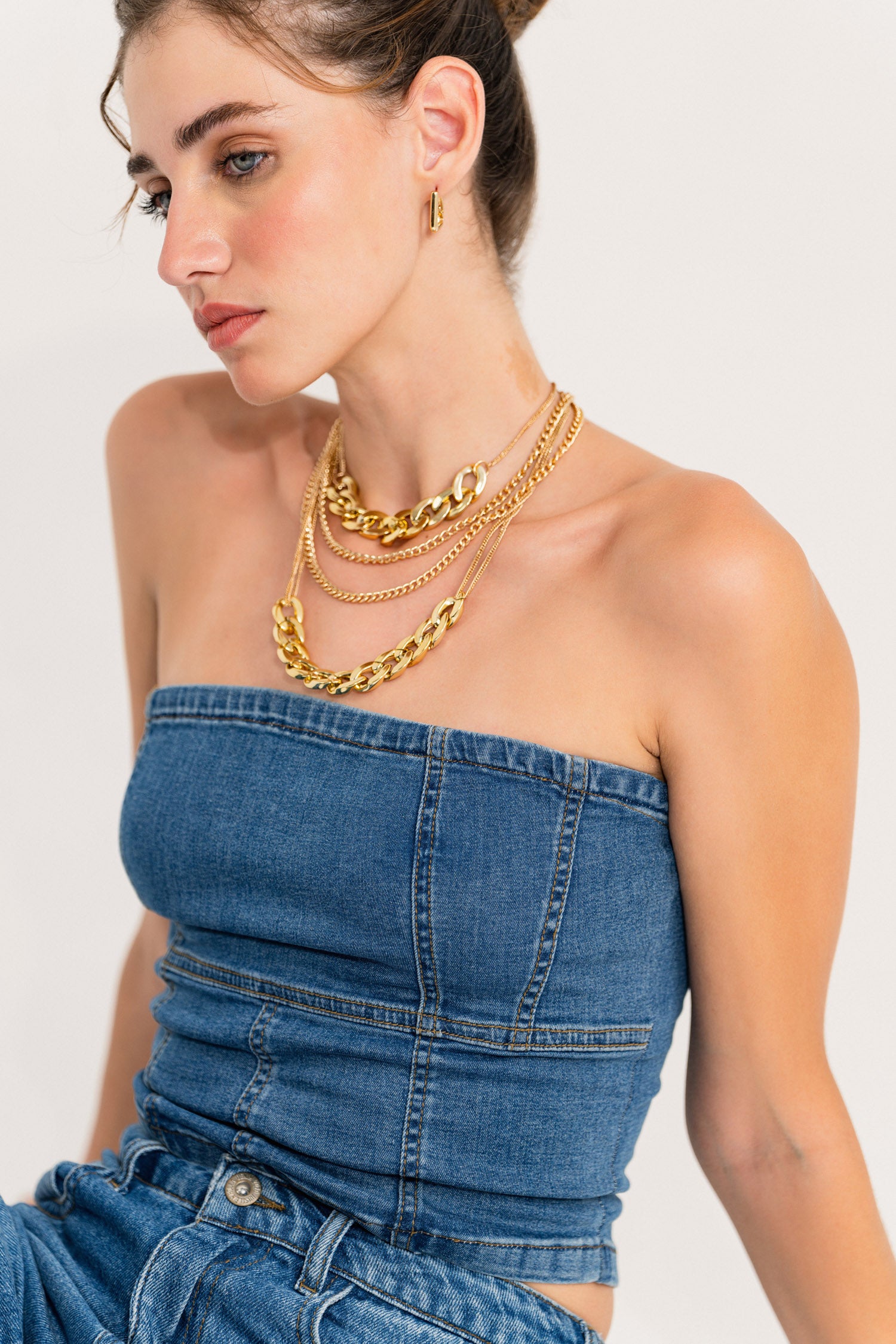 Stone Wash Bandeau Denim Top - Hustle N Holla