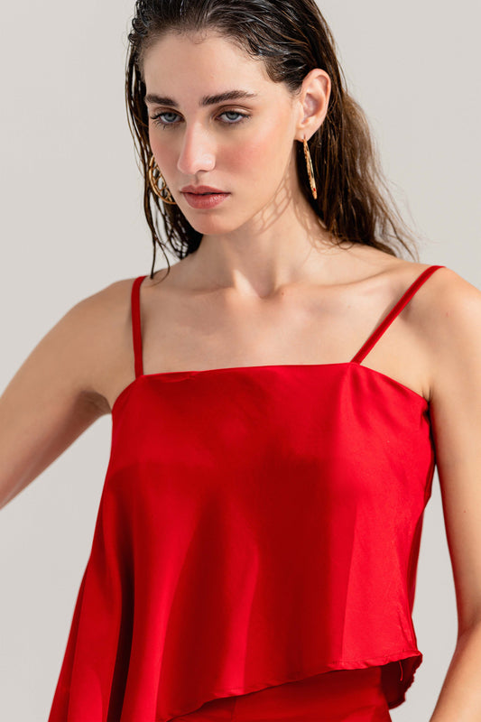 Red Asymmetric Cami Top - Hustle N Holla