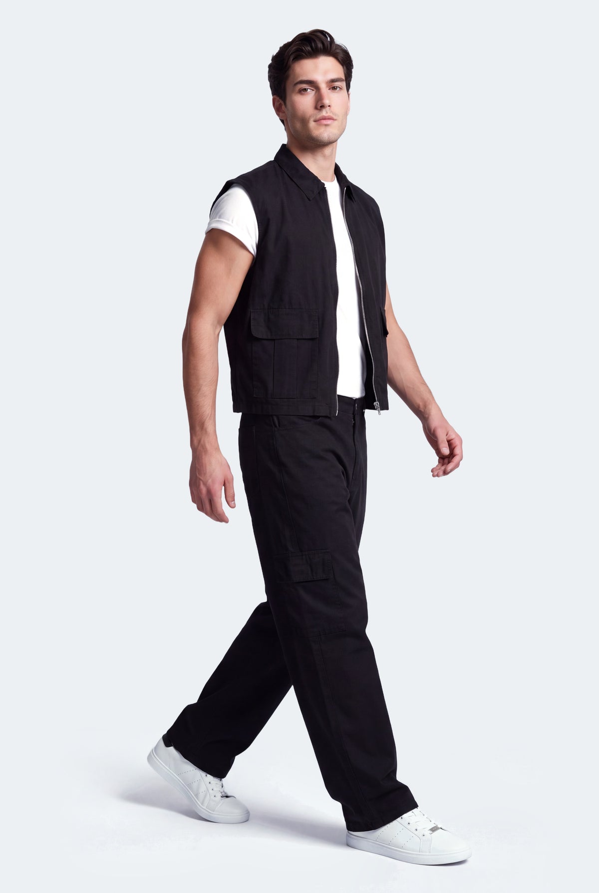 Jet Black Sleeveless Canvas Jacket - Hustle N Holla