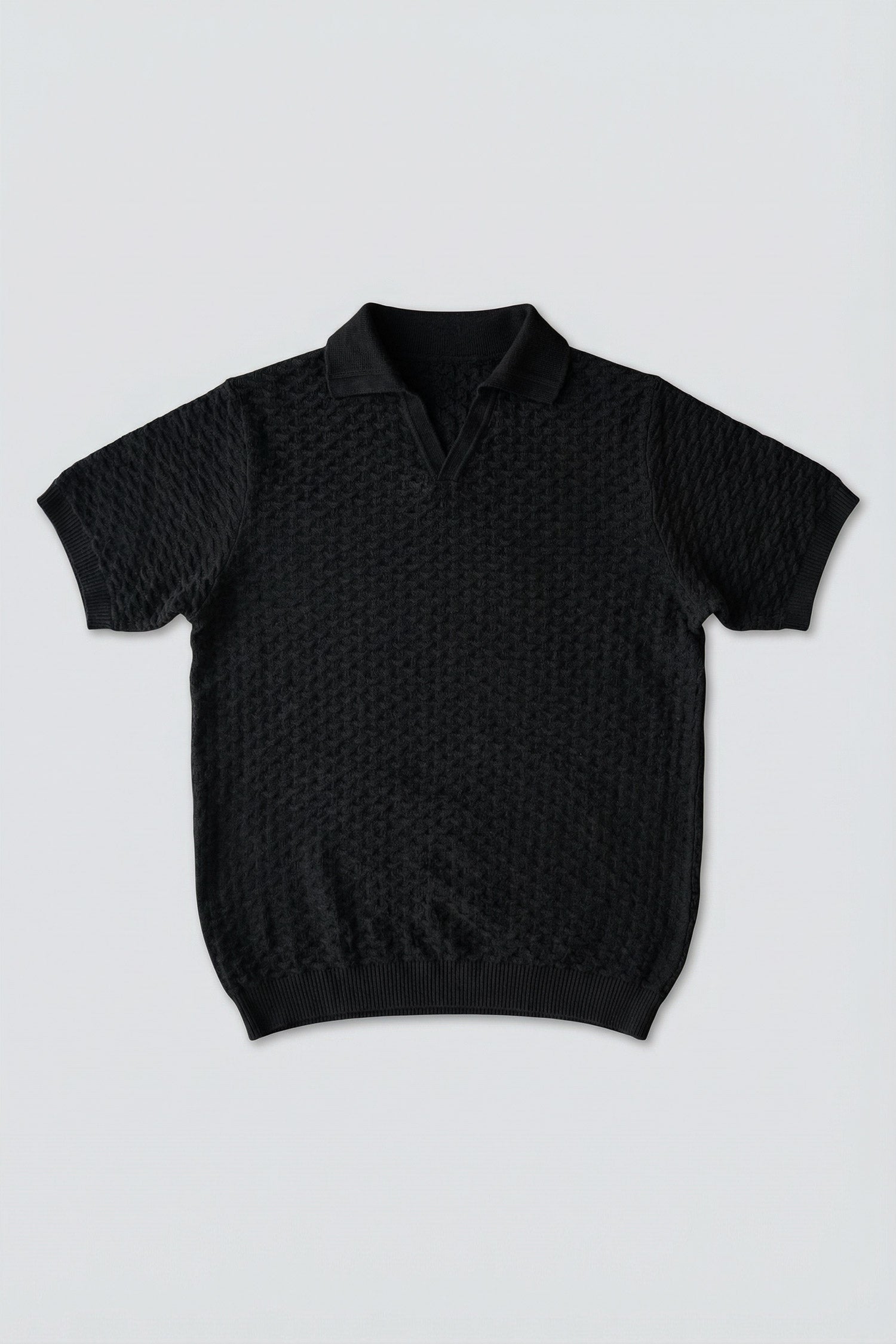 Black Regular Fit Knitted Polo - Hustle N Holla