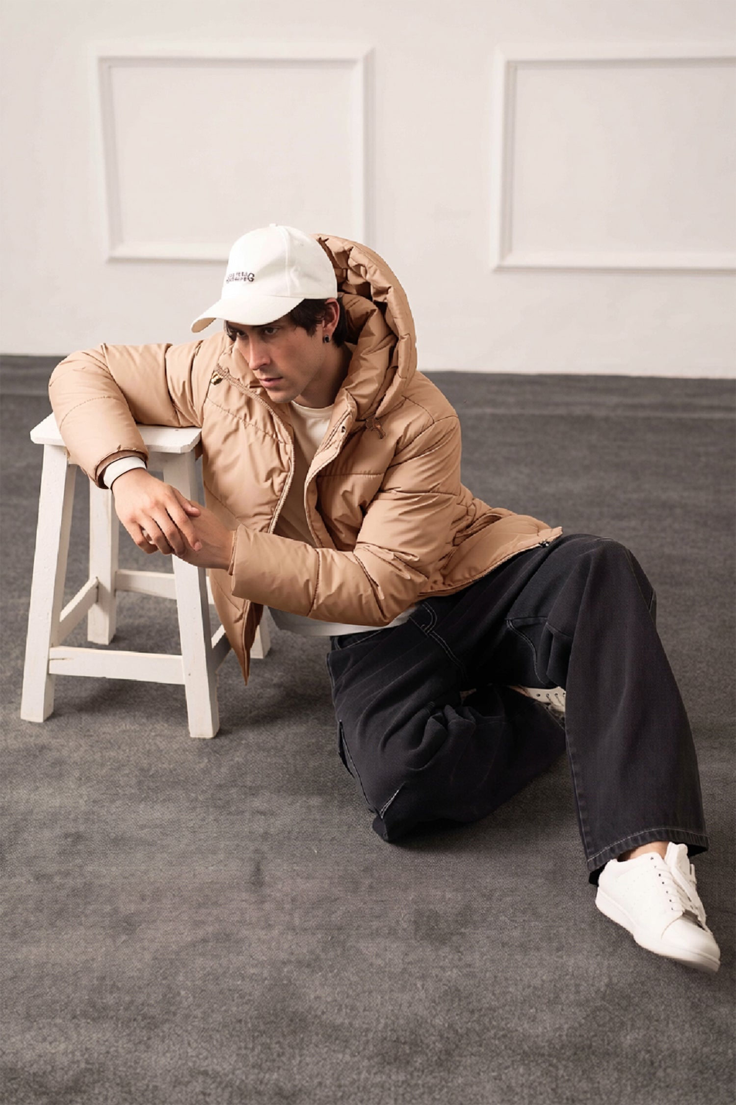 Beige Relaxed Fit Puffer Jacket - Hustle N Holla