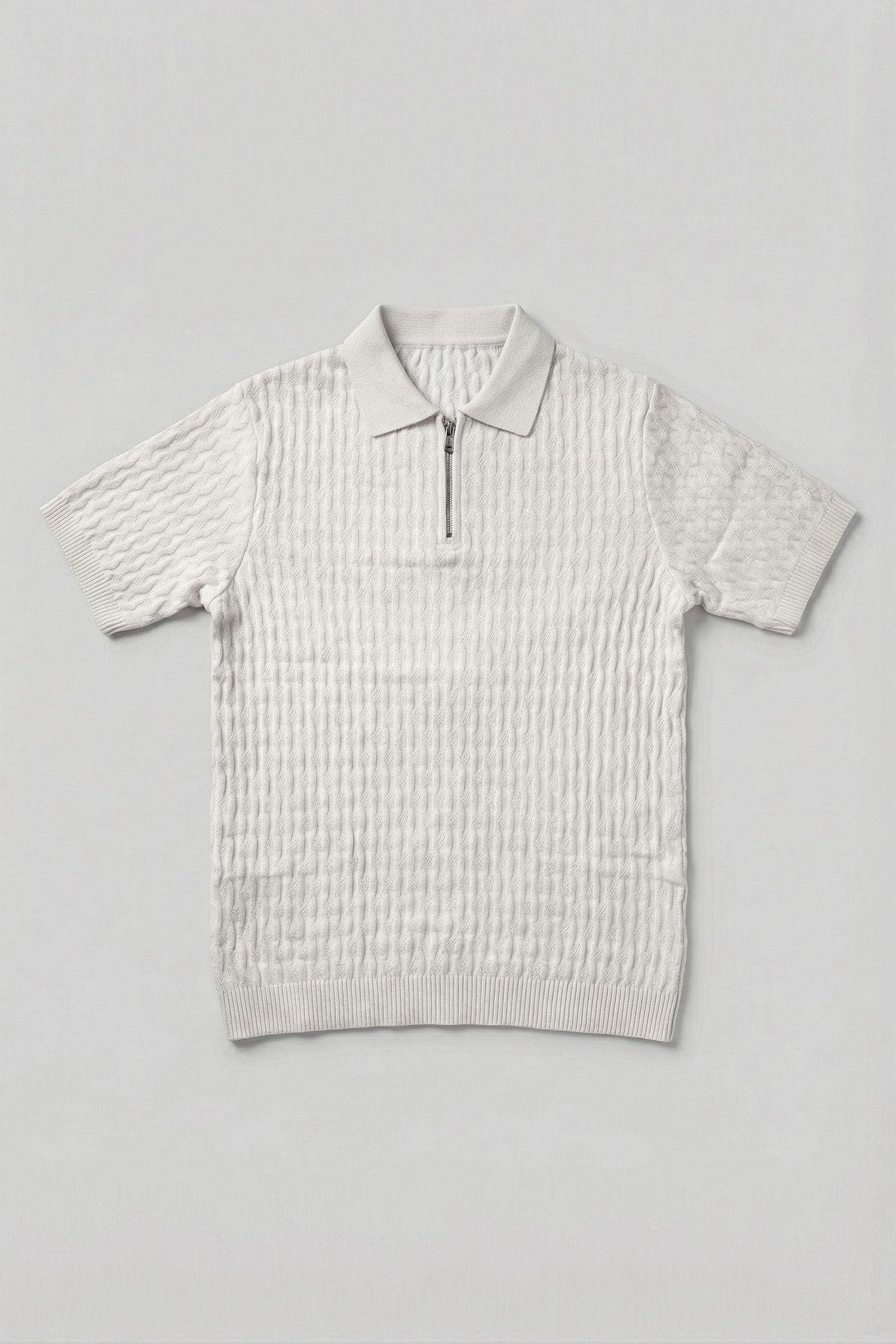 Off White Regular Fit Knitted Polo - Hustle N Holla