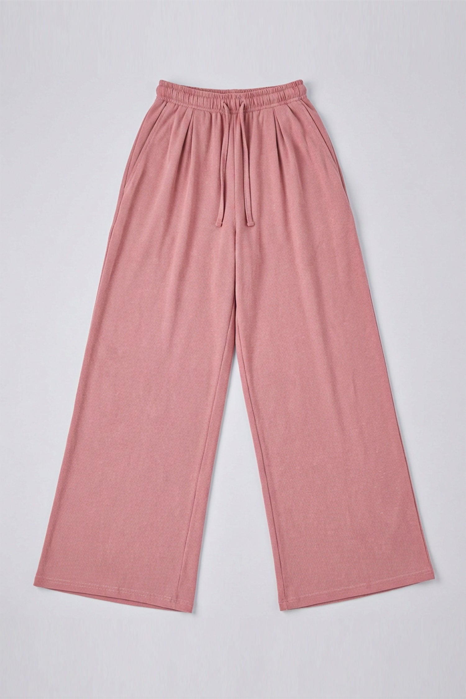 Peach Wide Leg Pleated Trousers