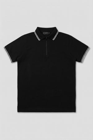 Black Regular Fit Pique Polo - Hustle N Holla