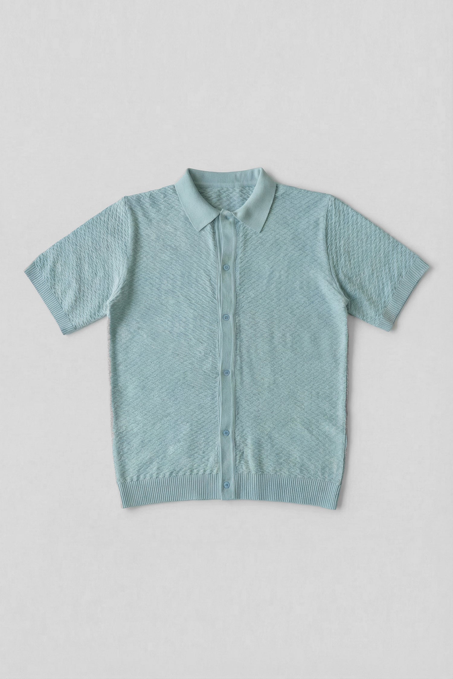 Cool Blue Regular Fit Buttoned Knitted Polo - Hustle N Holla