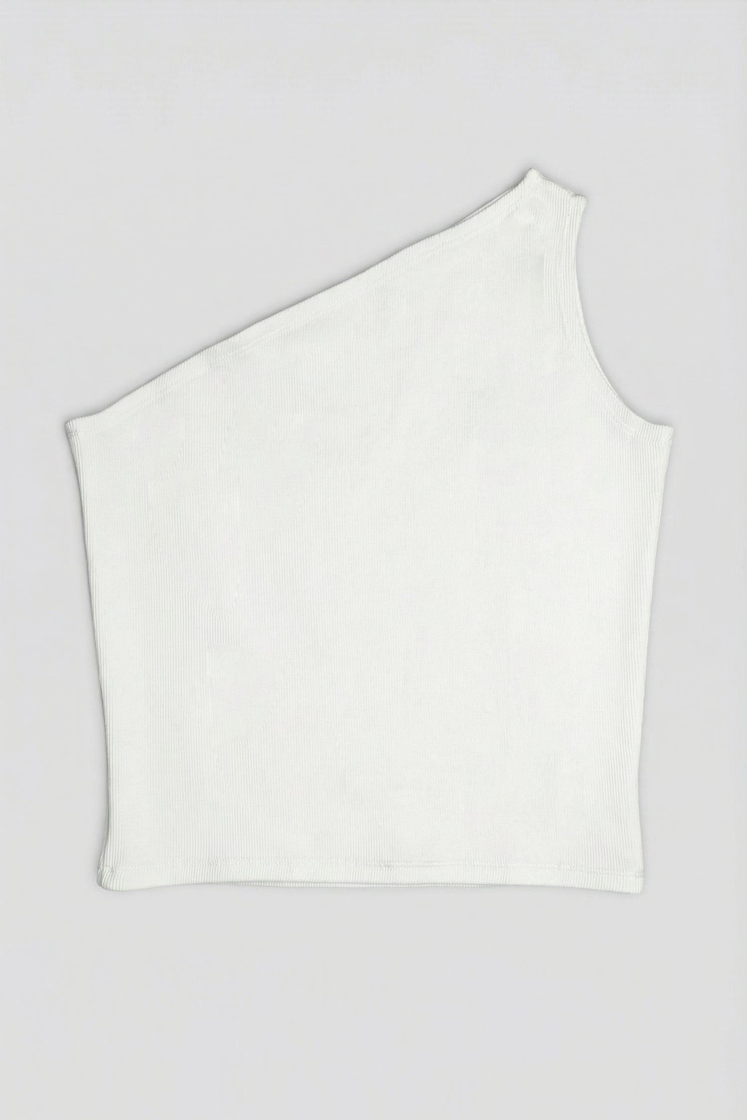 Off White Slim Fit Assymetric Rib Top - Hustle N Holla