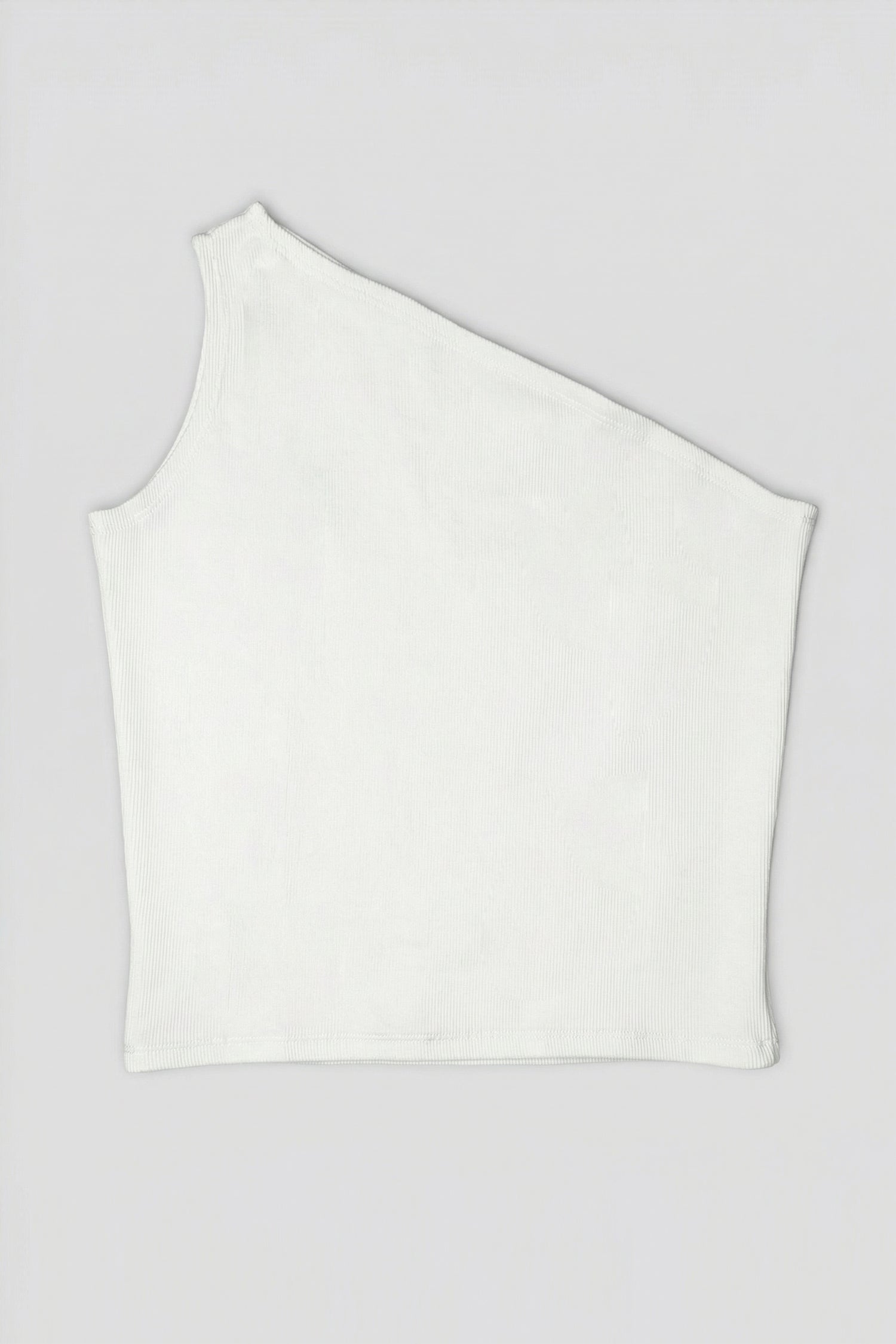 Off White Slim Fit Assymetric Rib Top - Hustle N Holla