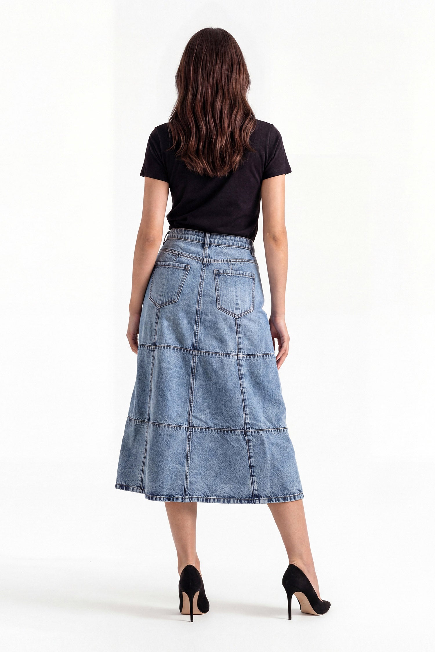 Light Blue Acid Washed Buttoned Maxi Skirt - Hustle N Holla