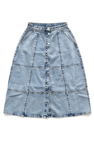 Light Blue Acid Washed Buttoned Maxi Skirt - Hustle N Holla