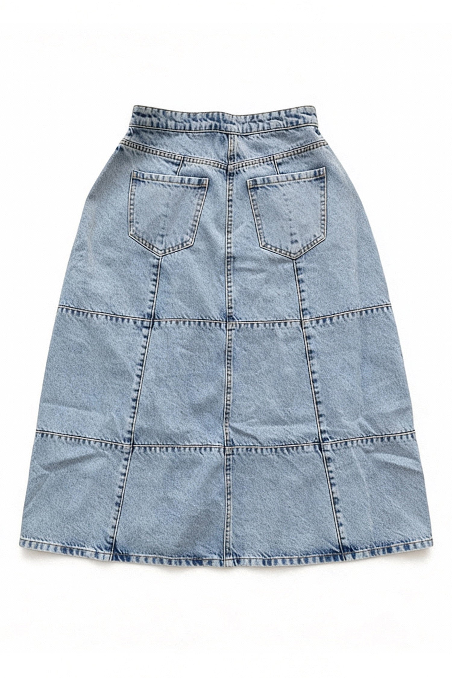 Light Blue Acid Washed Buttoned Maxi Skirt - Hustle N Holla
