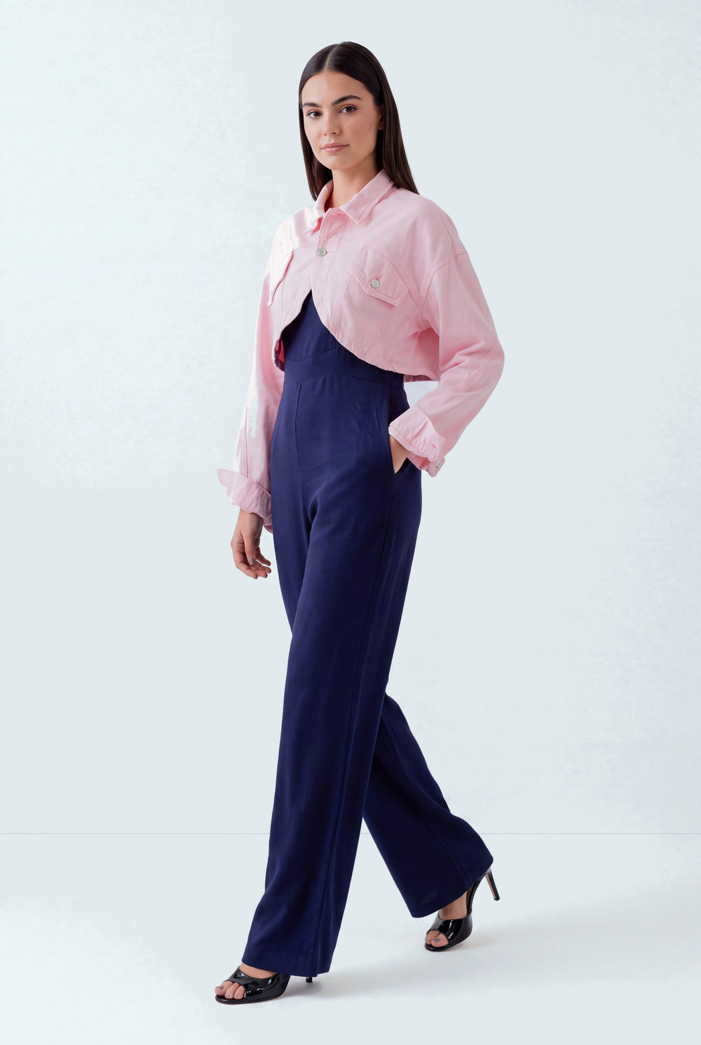 Light Pink Wash Denim Cropped Jacket - Hustle N Holla