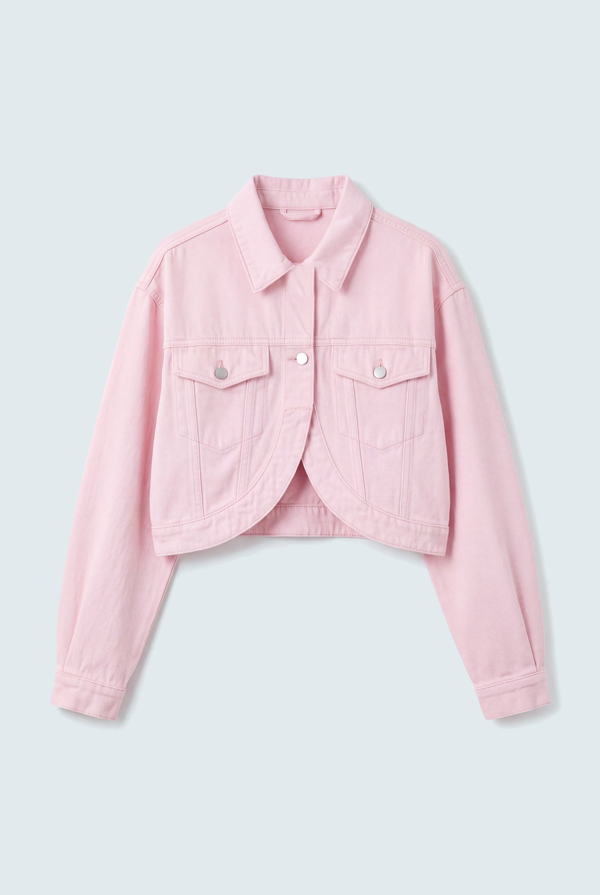 Light Pink Wash Denim Cropped Jacket - Hustle N Holla
