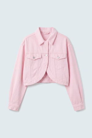 Light Pink Wash Denim Cropped Jacket - Hustle N Holla