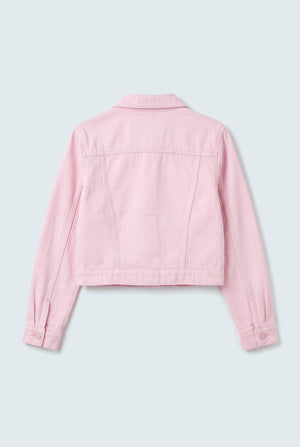 Light Pink Wash Denim Cropped Jacket - Hustle N Holla