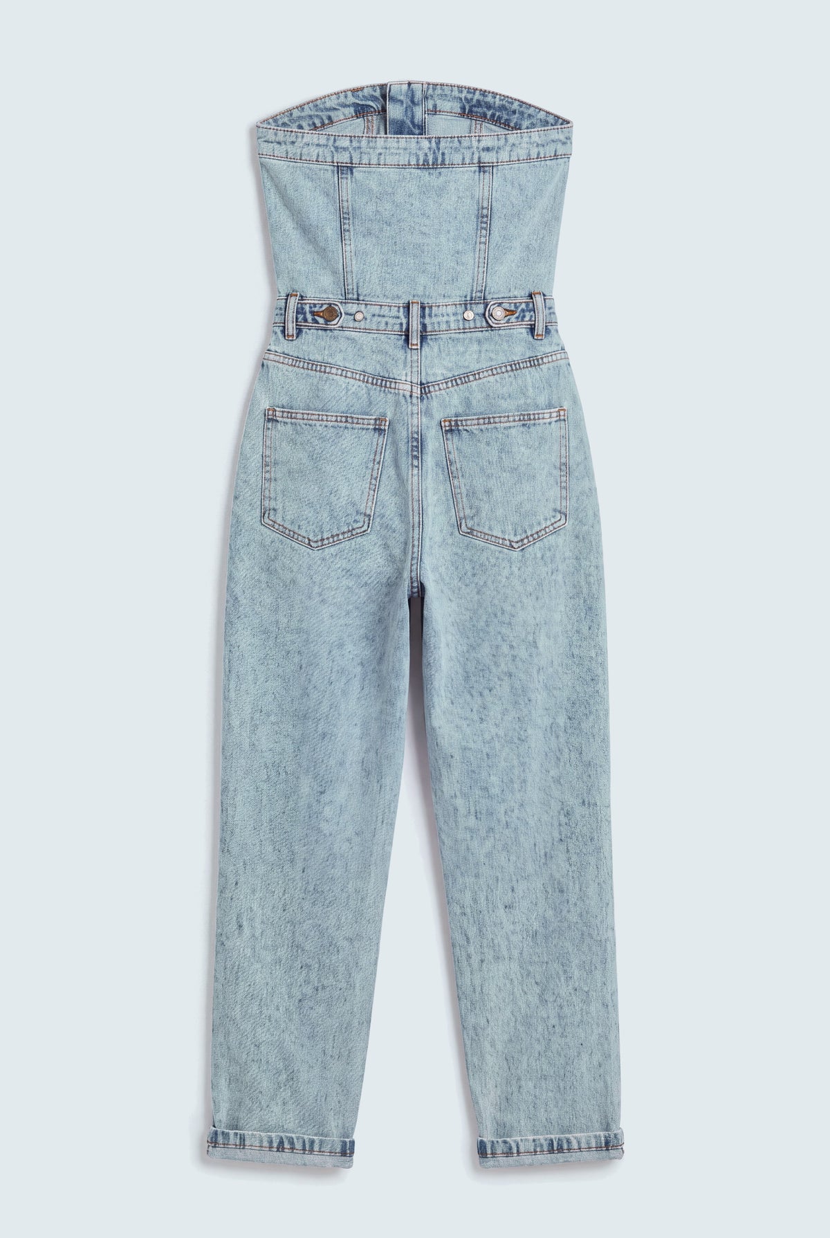 Light Washed Slim Fit Corset Jumpsuit - Hustle N Holla
