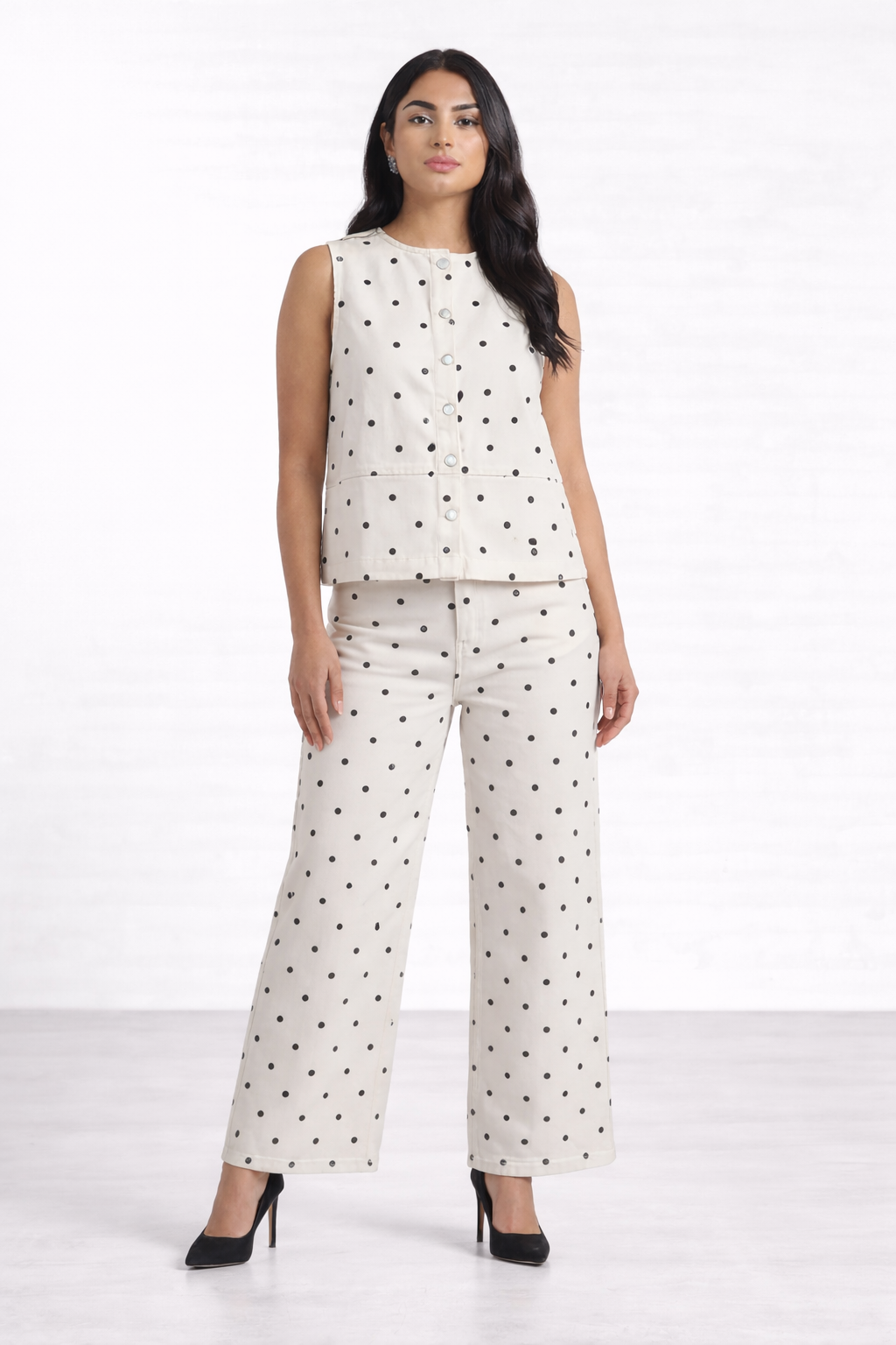 White Relaxed Fit Printed Denim Vest