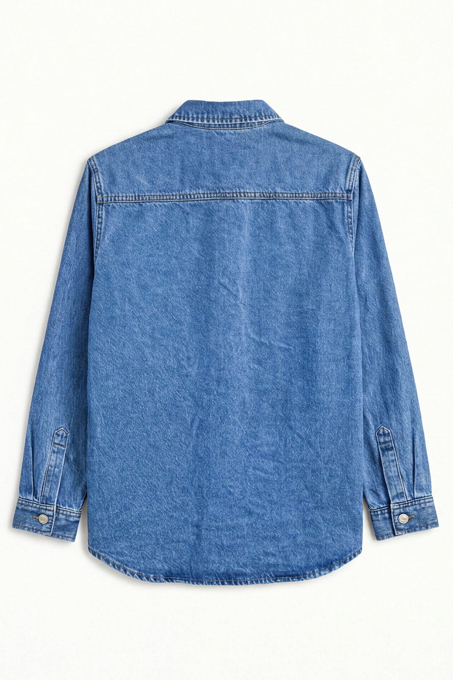 Mid Blue Relaxed Fit Denim Shirt - Hustle N Holla