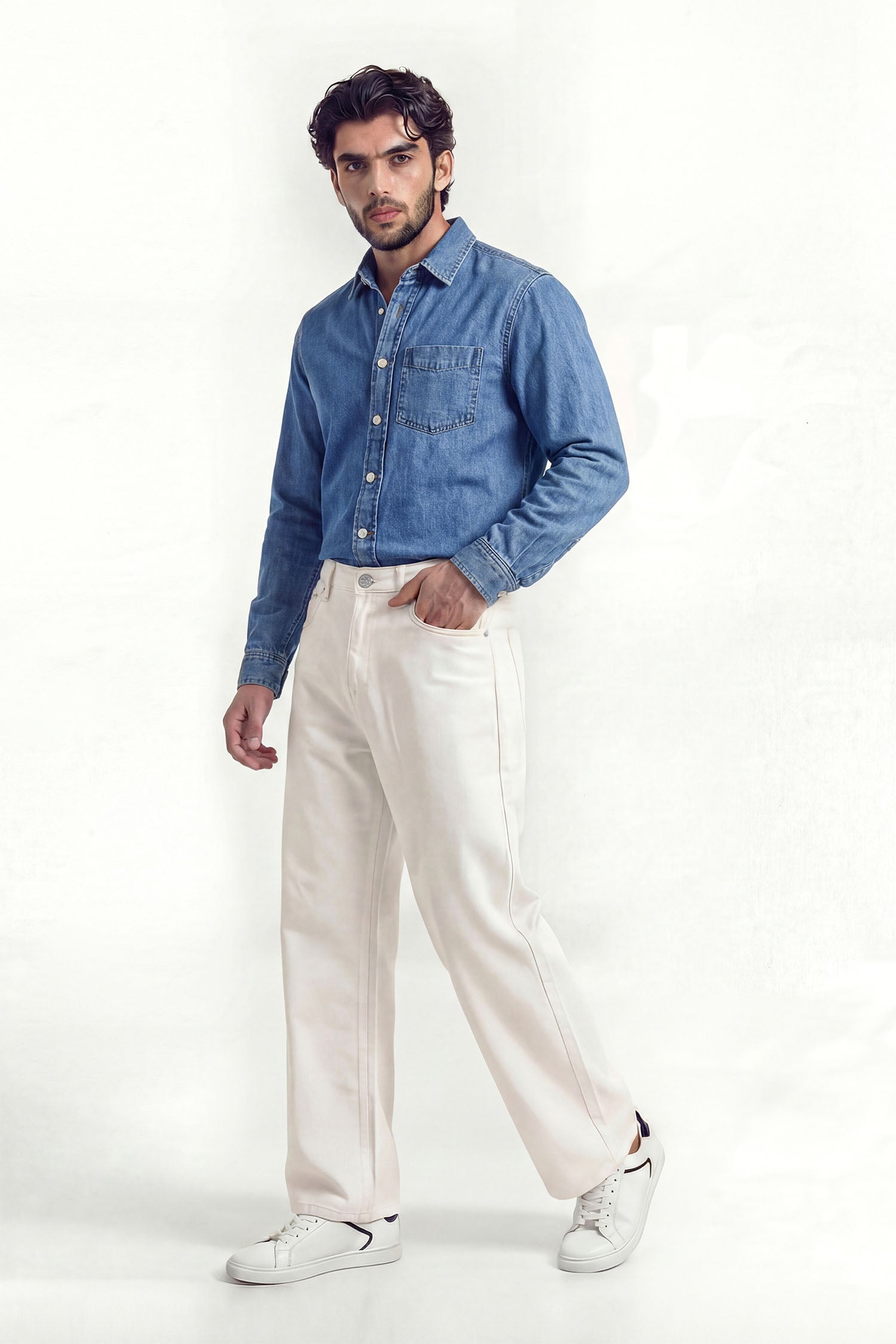 Mid Blue Relaxed Fit Denim Shirt - Hustle N Holla