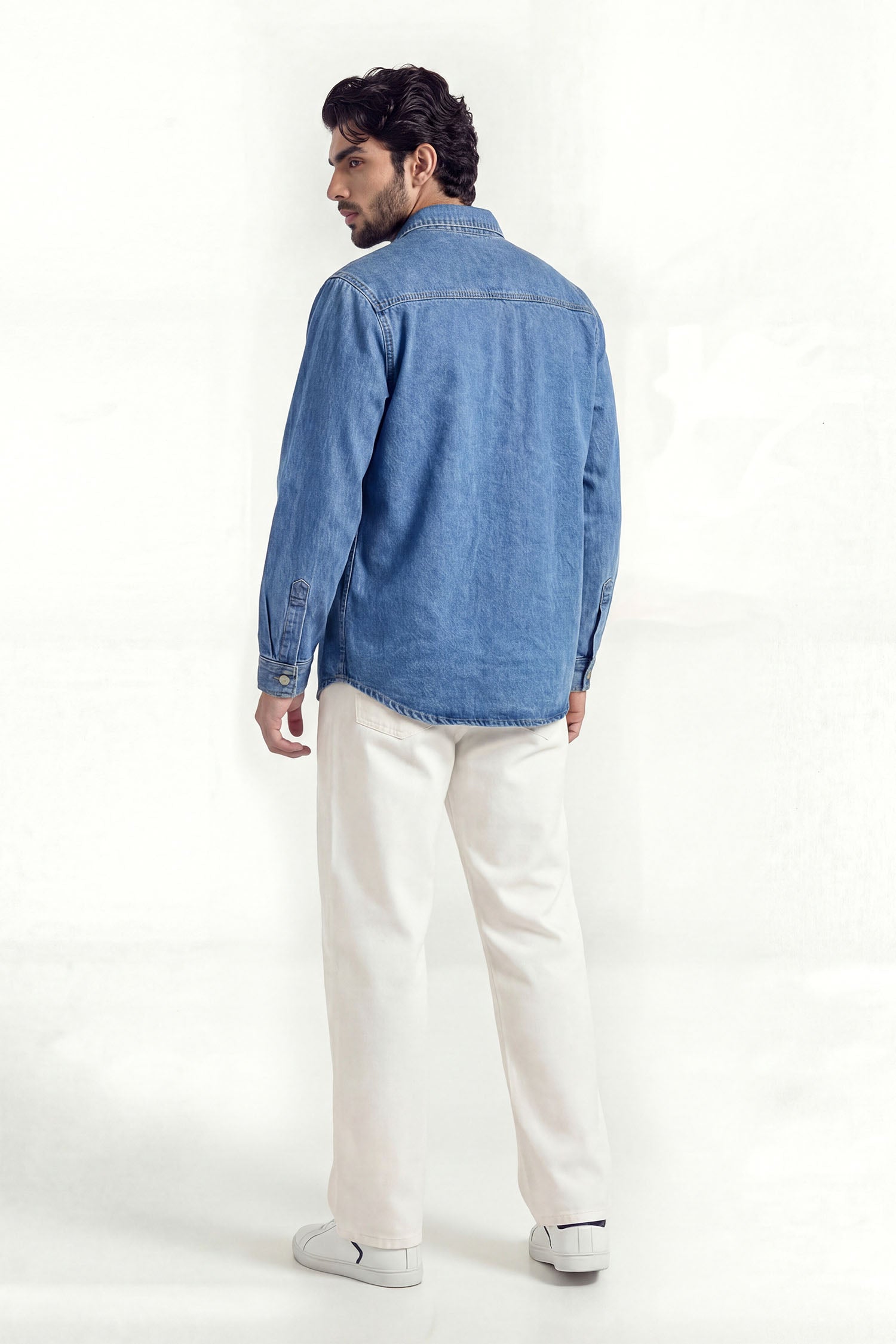 Mid Blue Relaxed Fit Denim Shirt - Hustle N Holla