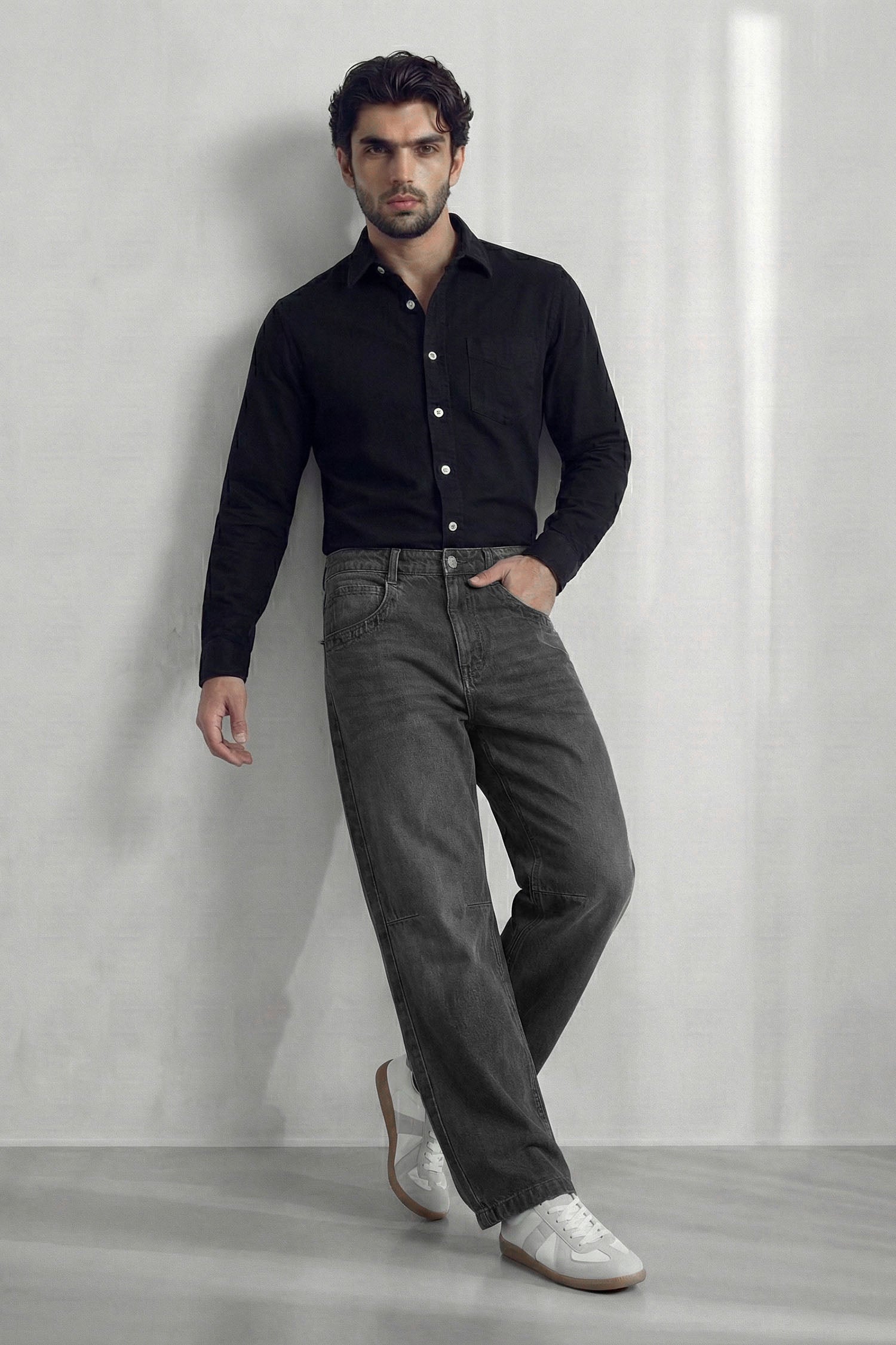 Black Relaxed Fit Denim Shirt - Hustle N Holla