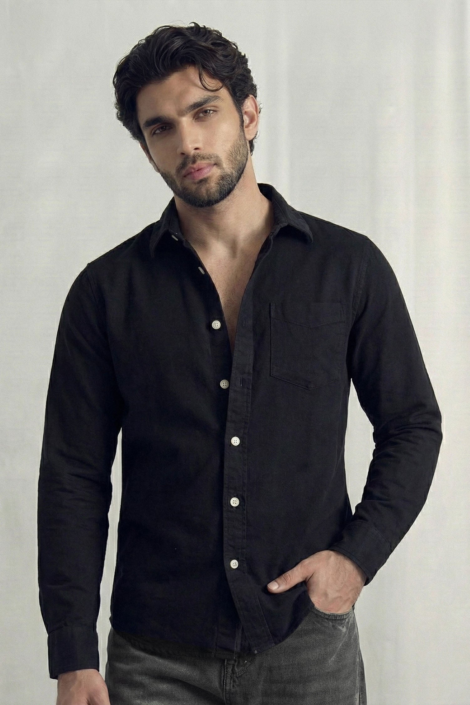 Black Relaxed Fit Denim Shirt - Hustle N Holla