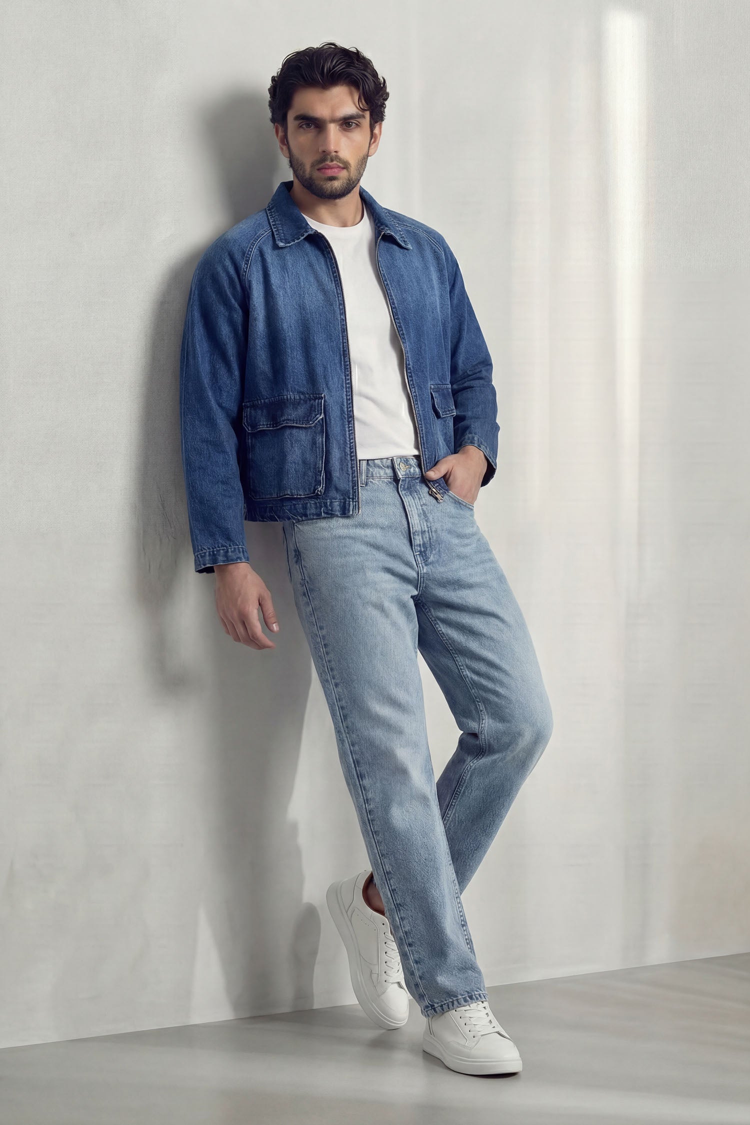 Blue Santa Monica Zip Front Mid Wash Boxy Denim Jacket - Hustle N Holla