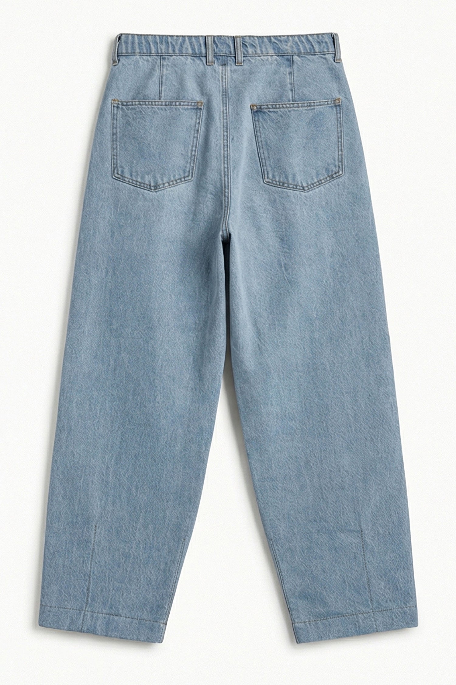 Light Blue Pleated Loose Fit Denim Jeans - Hustle N Holla