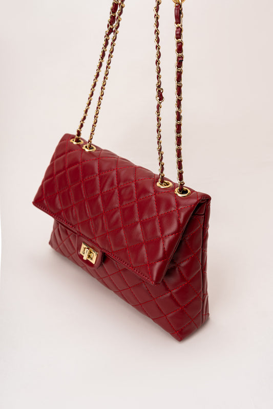 Maroon Quilted Chain Bag