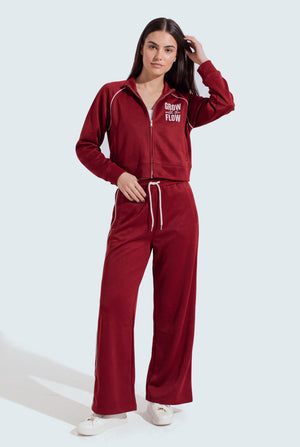 Maroon Wide Leg Sweatpants - Hustle N Holla