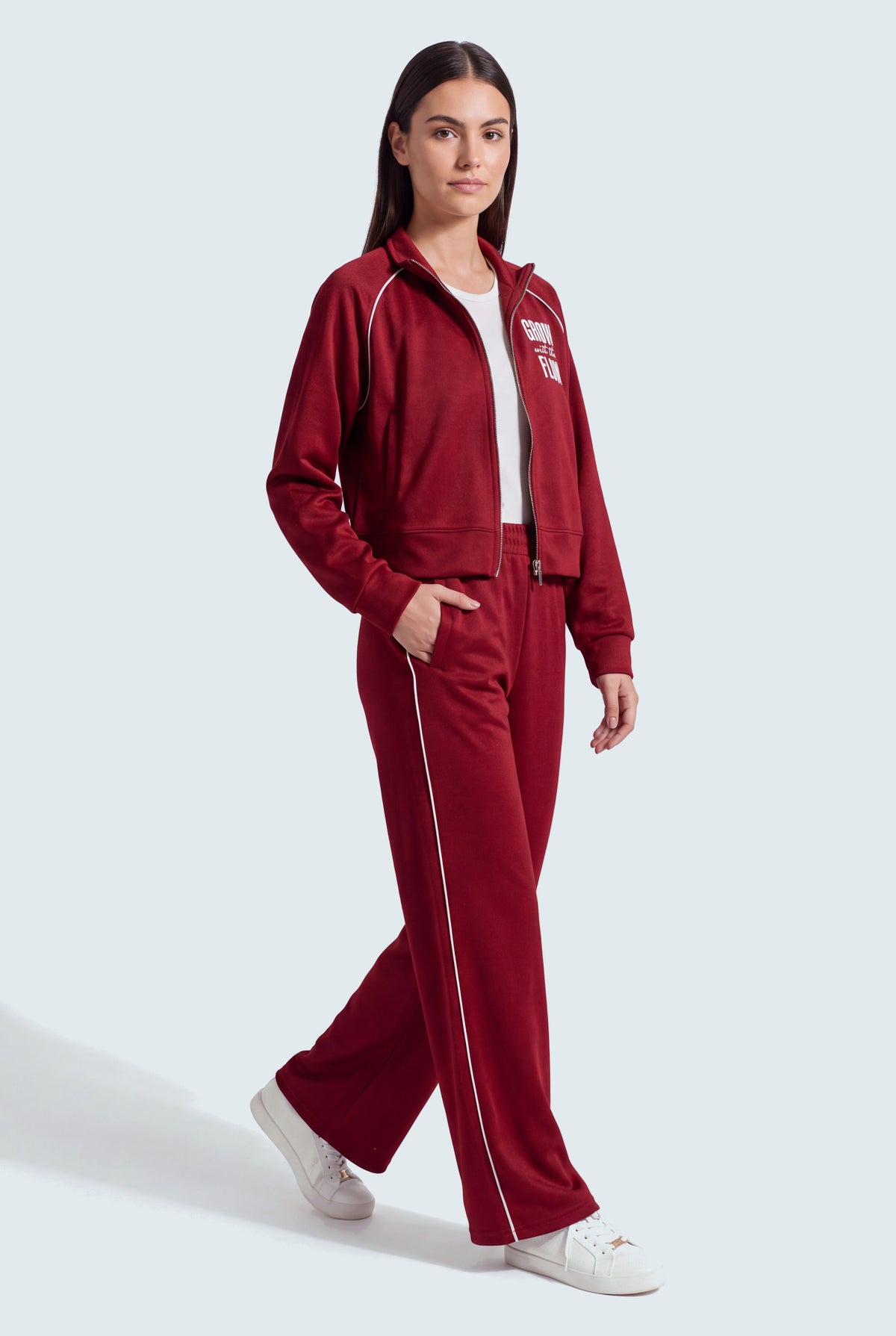 Maroon Wide Leg Sweatpants - Hustle N Holla