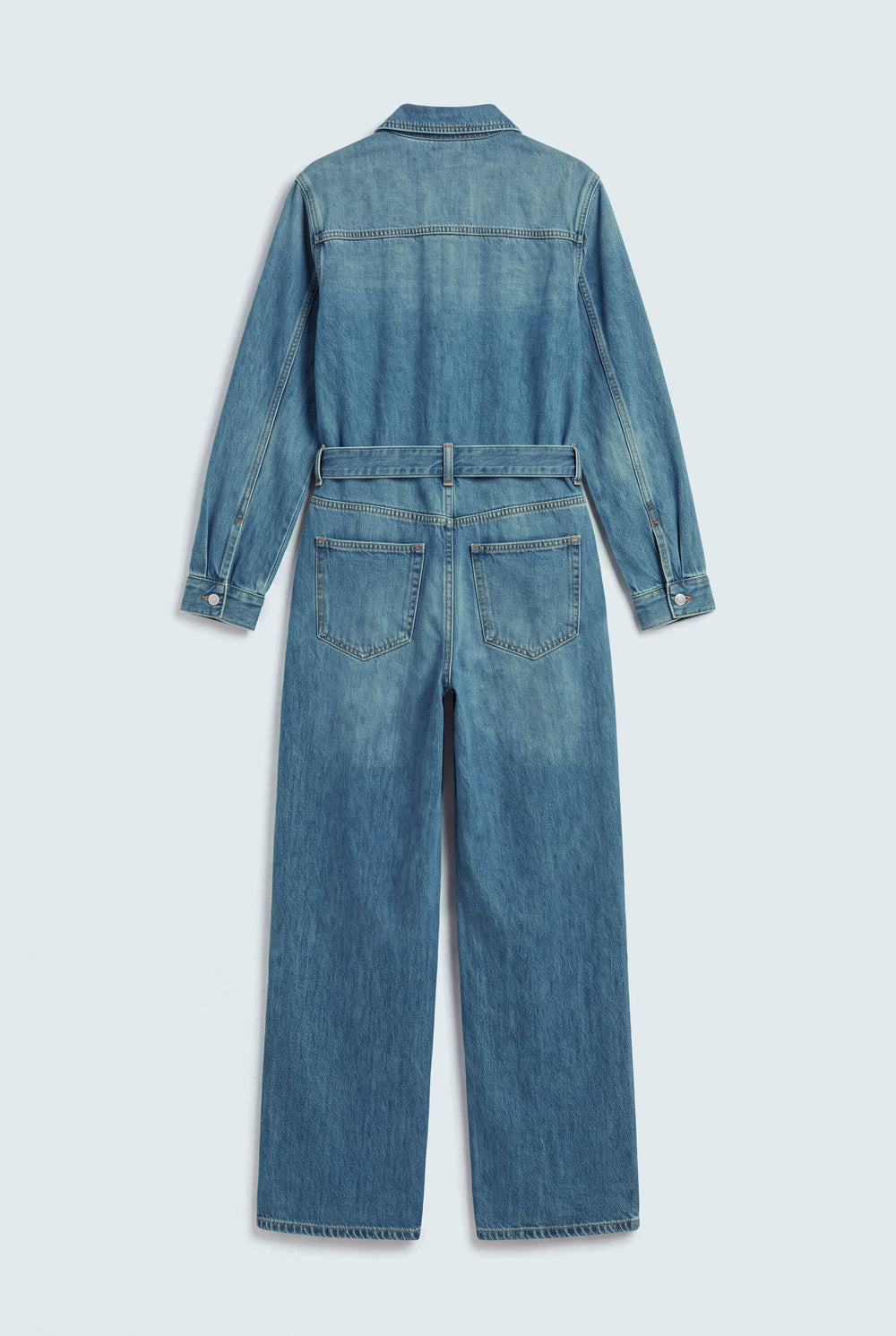 Mid Wash Belted Denim Jumpsuit - Hustle N Holla