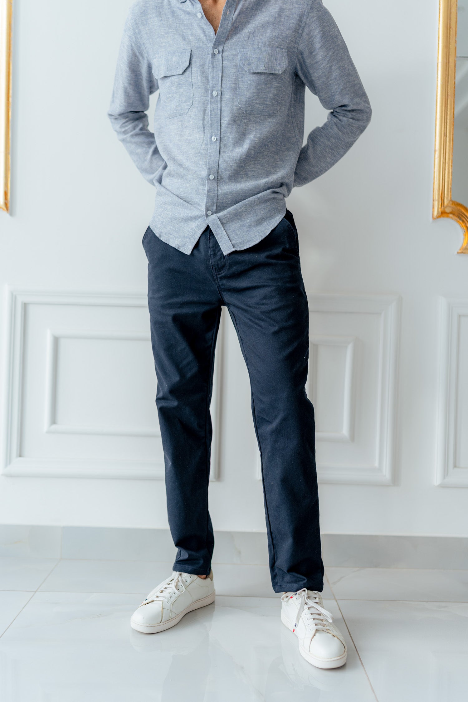 Navy Blue Chino Trousers - Hustle N Holla
