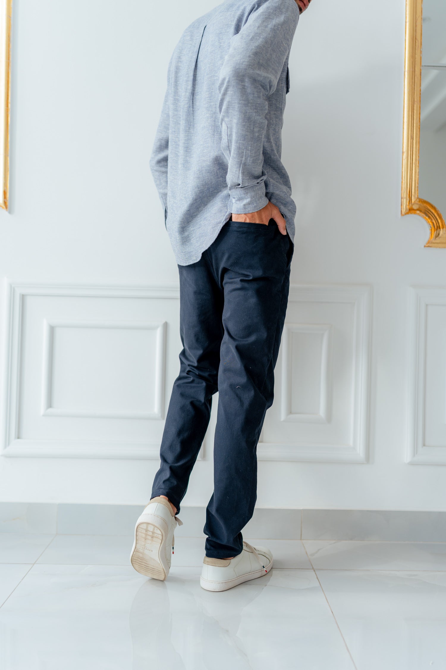Navy Blue Chino Trousers - Hustle N Holla