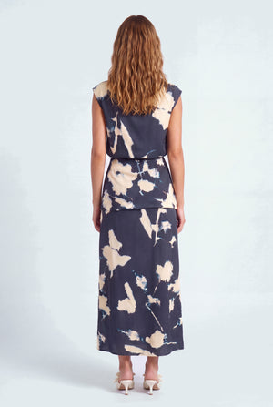 Navy Draped Maxi Evening Dress - Hustle N Holla