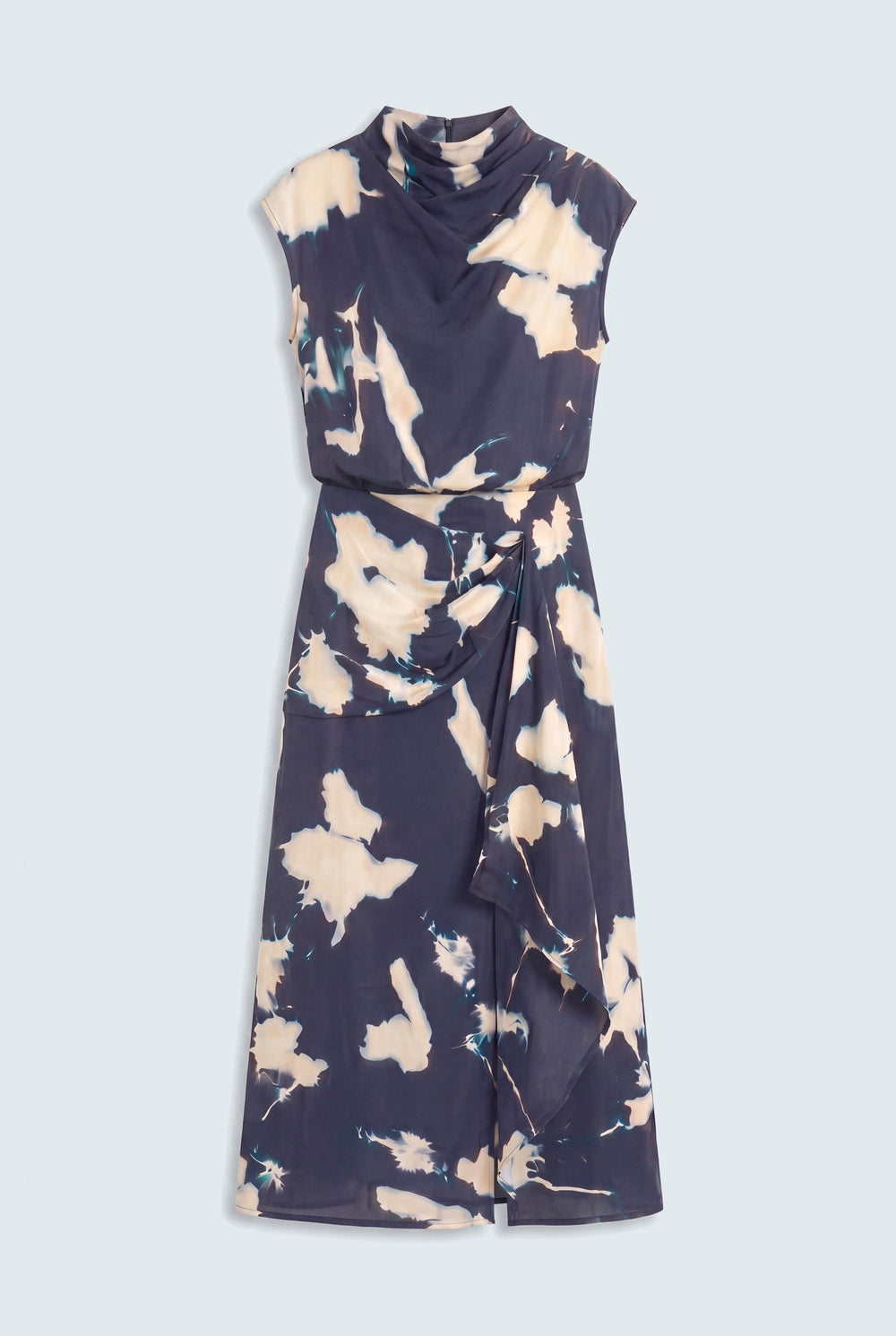 Navy Draped Maxi Evening Dress - Hustle N Holla