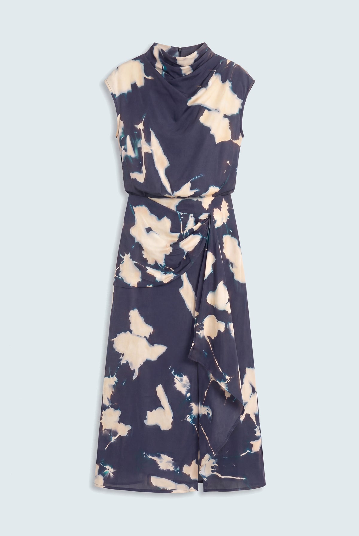 Navy Draped Maxi Evening Dress - Hustle N Holla