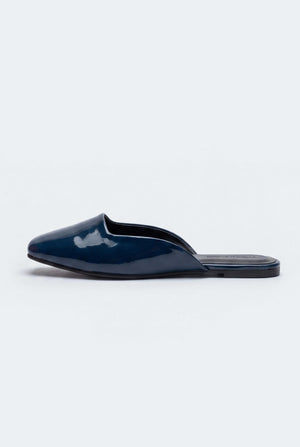 Navy Metallic Mules - Hustle N Holla