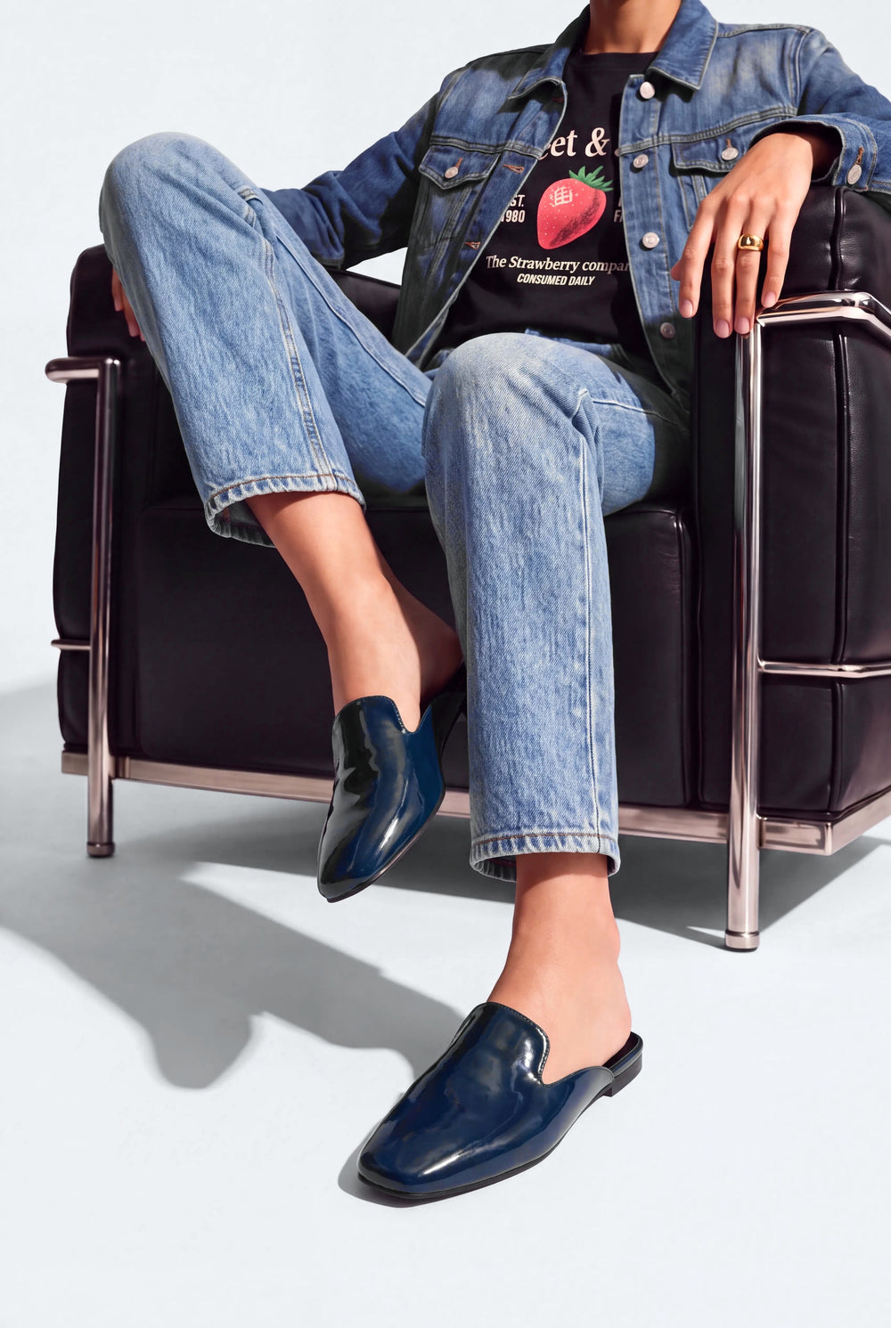 Navy Metallic Mules - Hustle N Holla