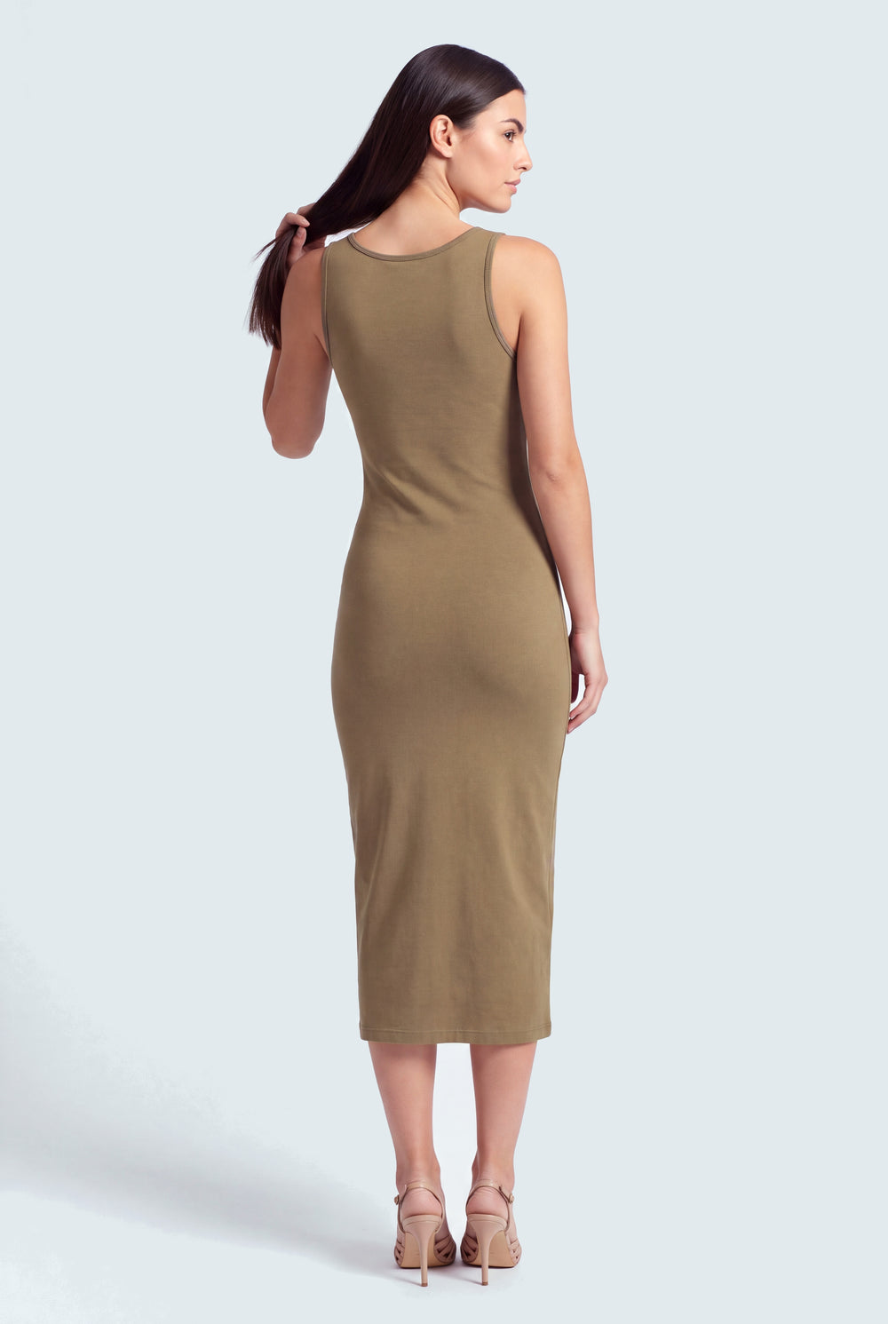 Olive Basic Sleeveless Midi Dress - Hustle N Holla