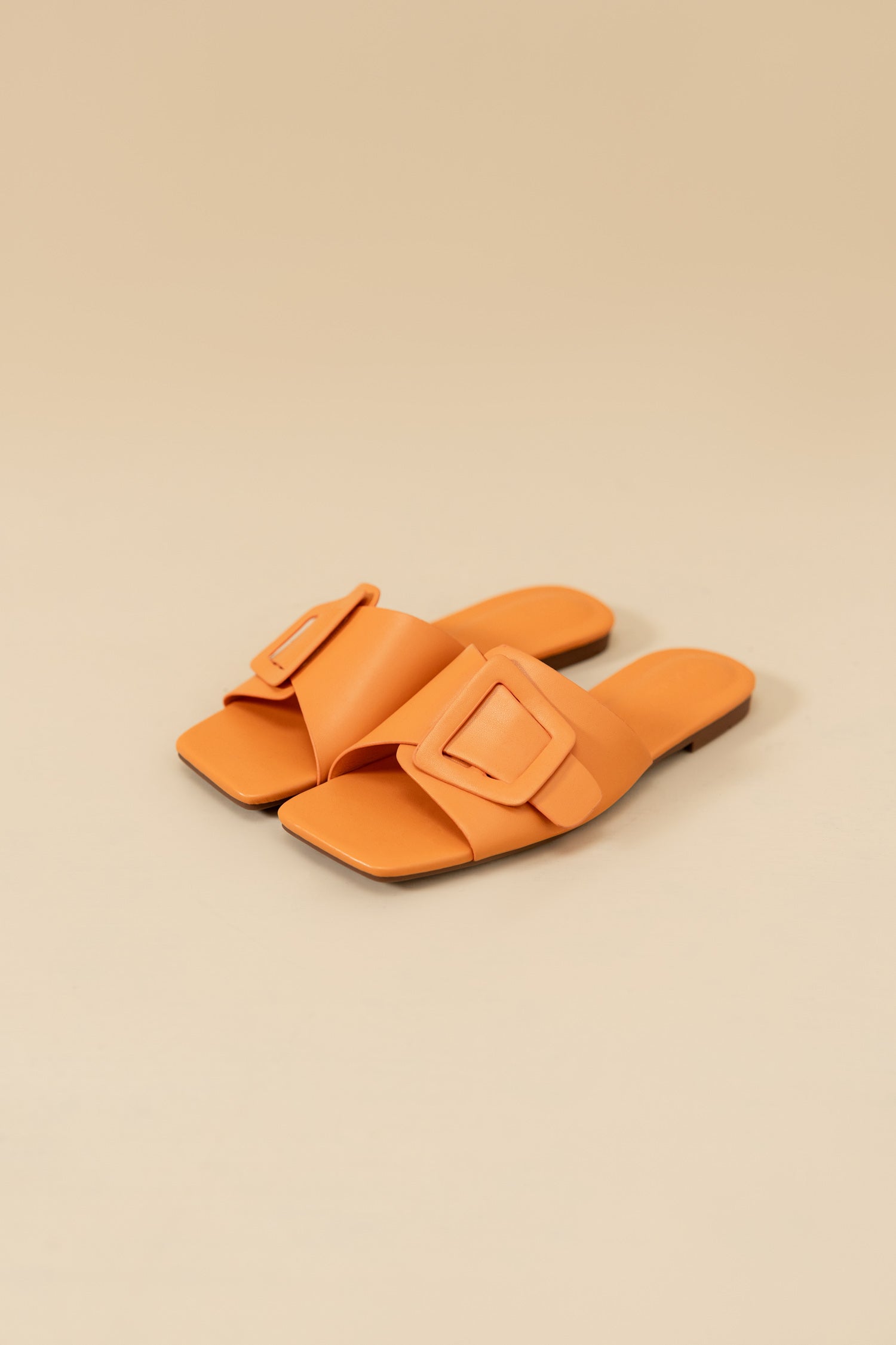 Orange Buckle Flats