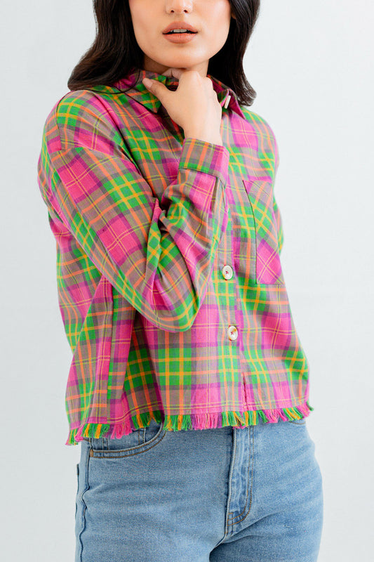 Pink & Green Crop shirt