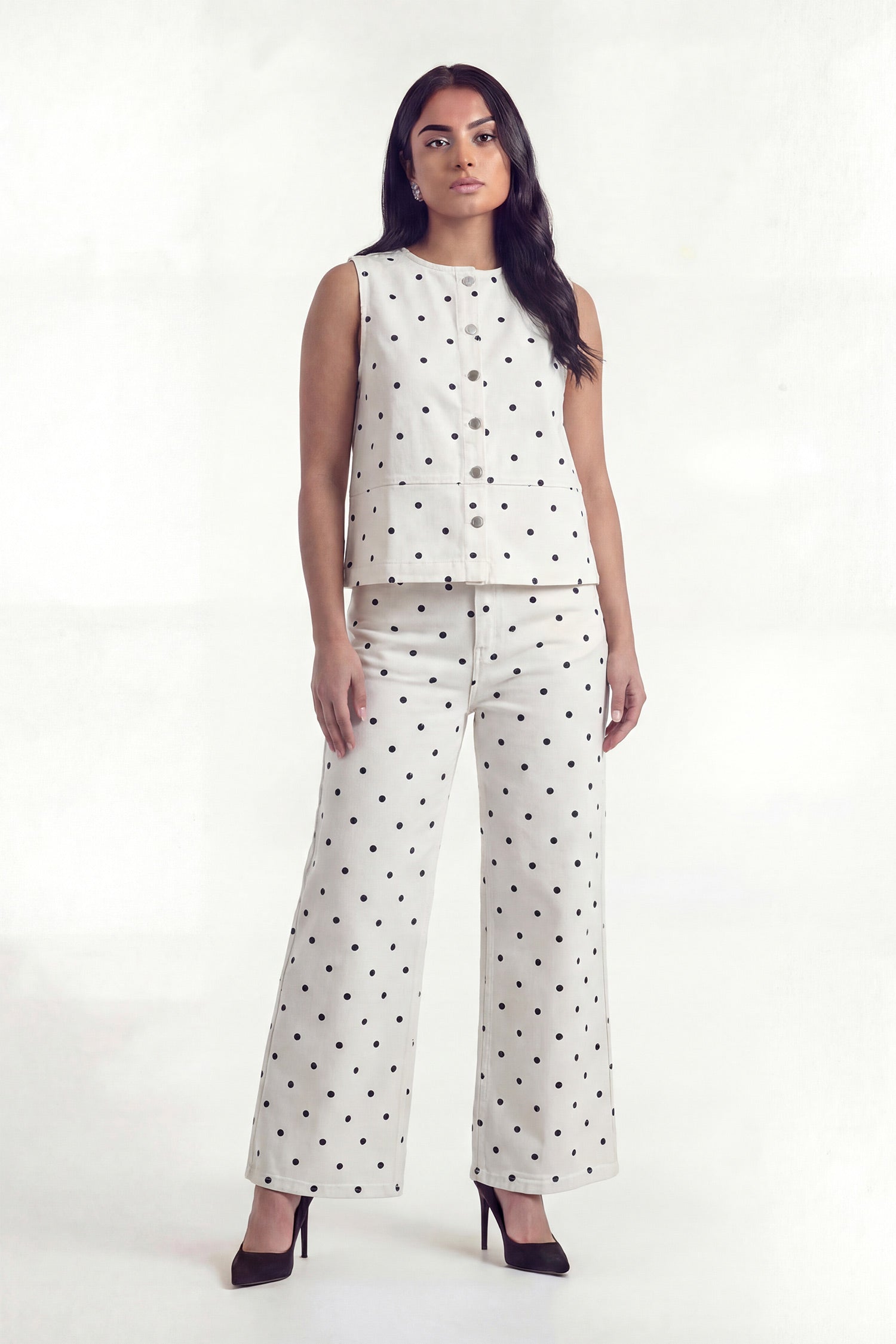 White Relaxed Fit Printed Denim Vest - Hustle N Holla