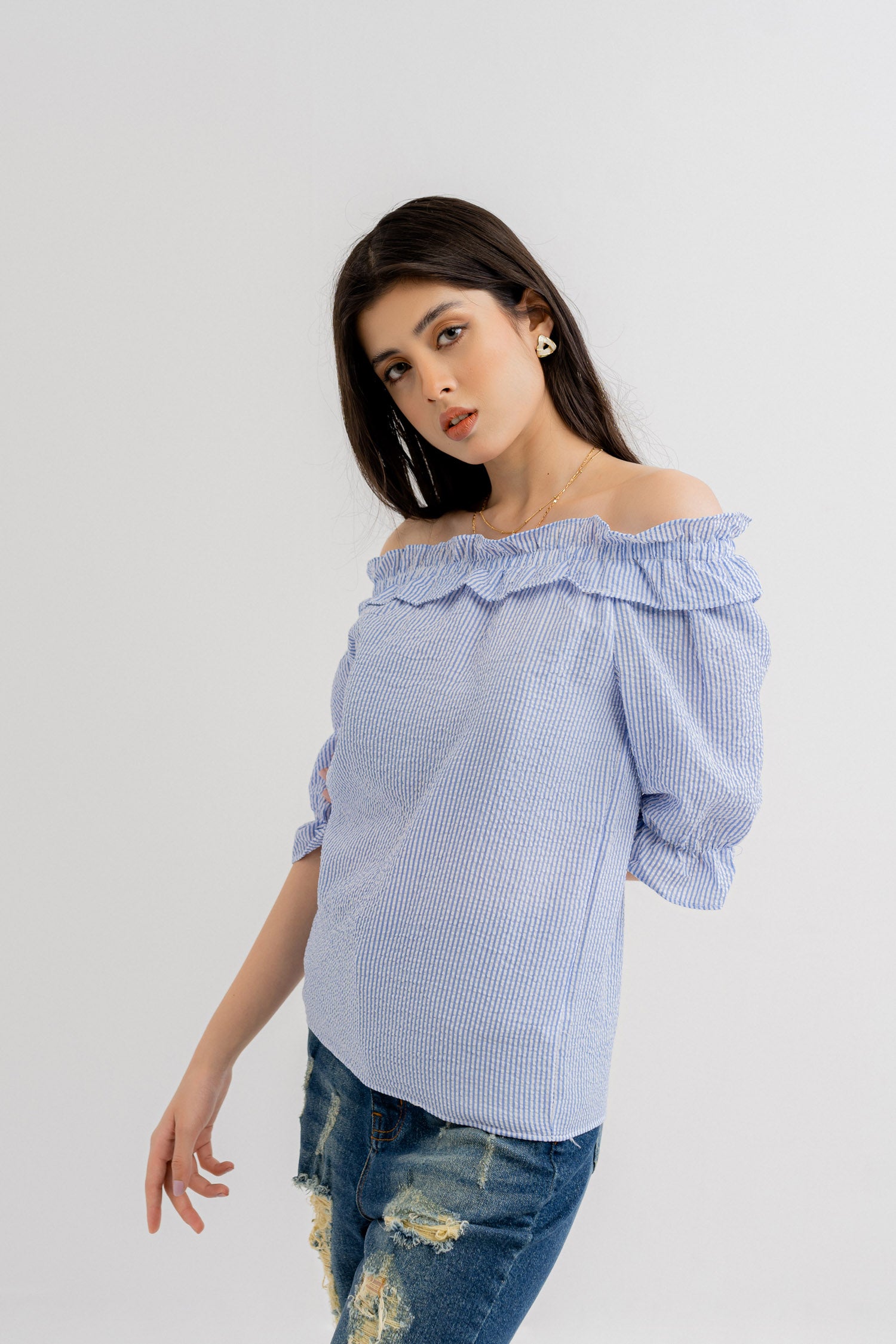 Printed off-shoulder top