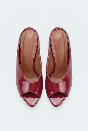 Red Patent Leather Open Toe Heels - Hustle N Holla