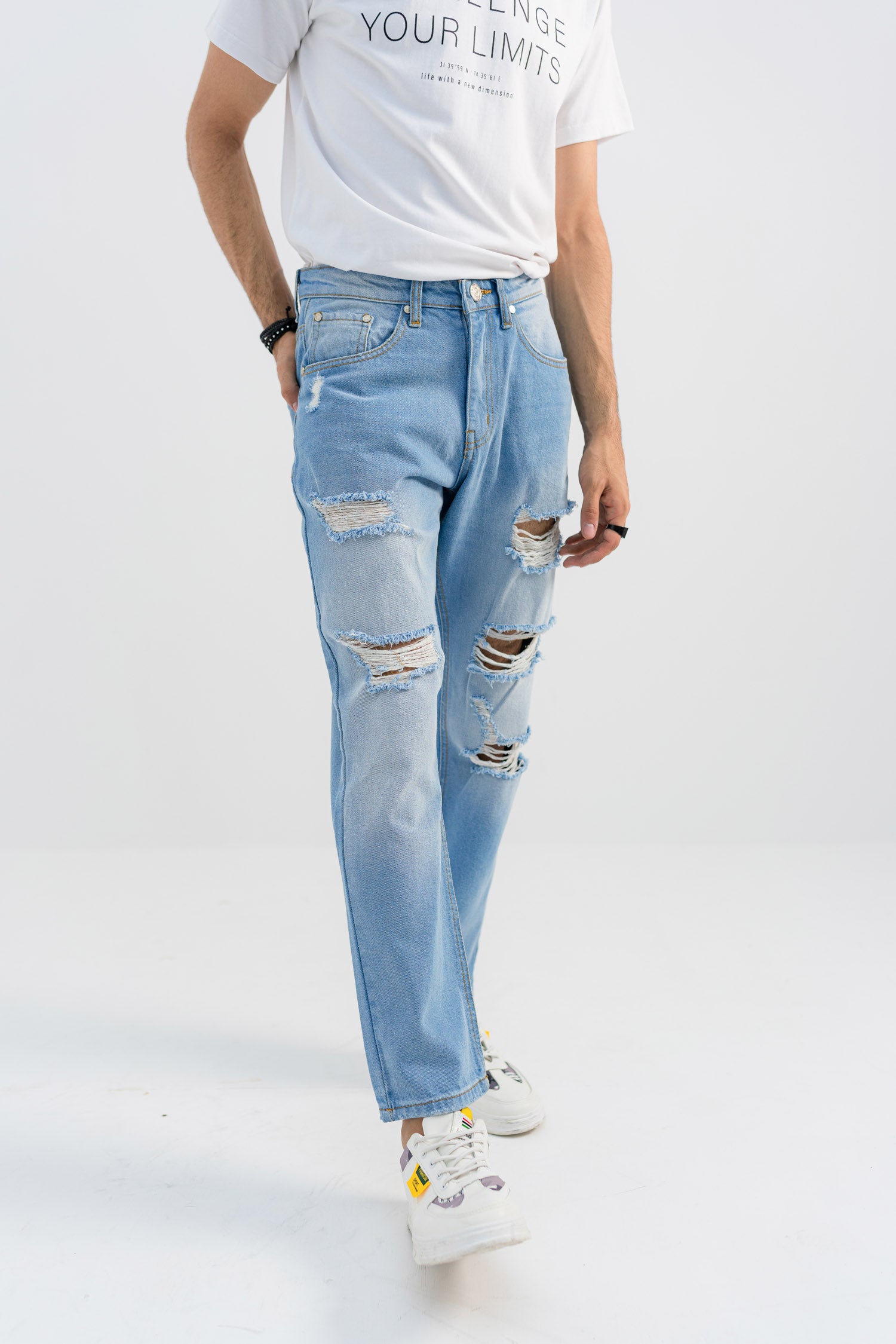 Ripped Straight-Fit Jeans - Hustle N Holla