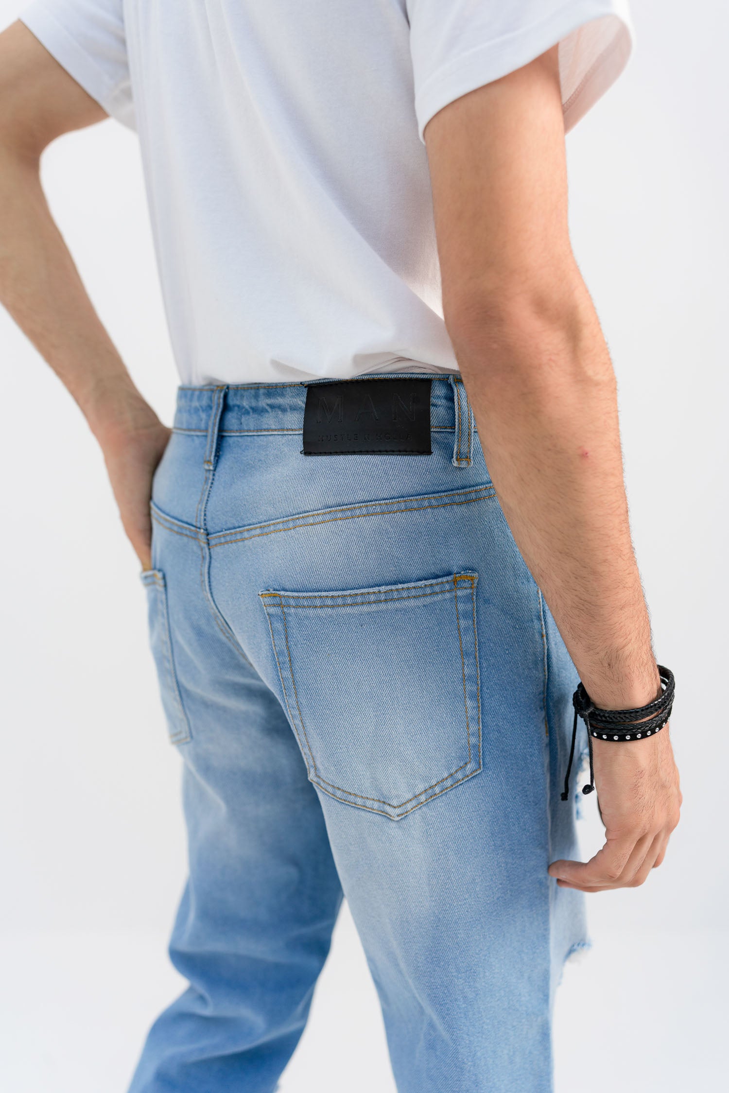 Ripped Straight-Fit Jeans - Hustle N Holla